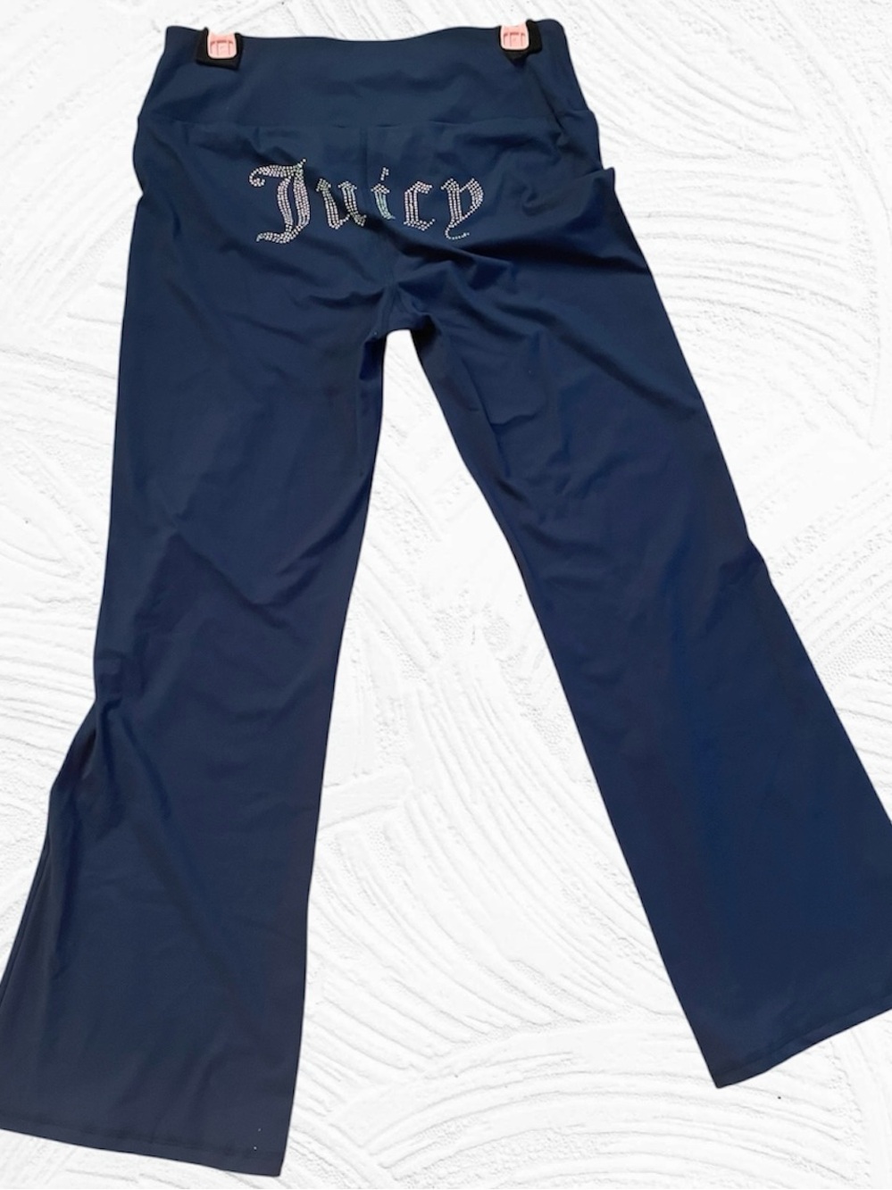 Juicy Couture Y2K Navy Rhinestone Flare Leggings Bodycon Athleisure Workout